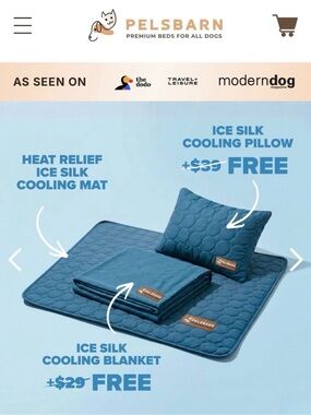 Pelsbarn Ice Silk Cooling Pet Mat, Blanket & Pillow Set - Teal Blue